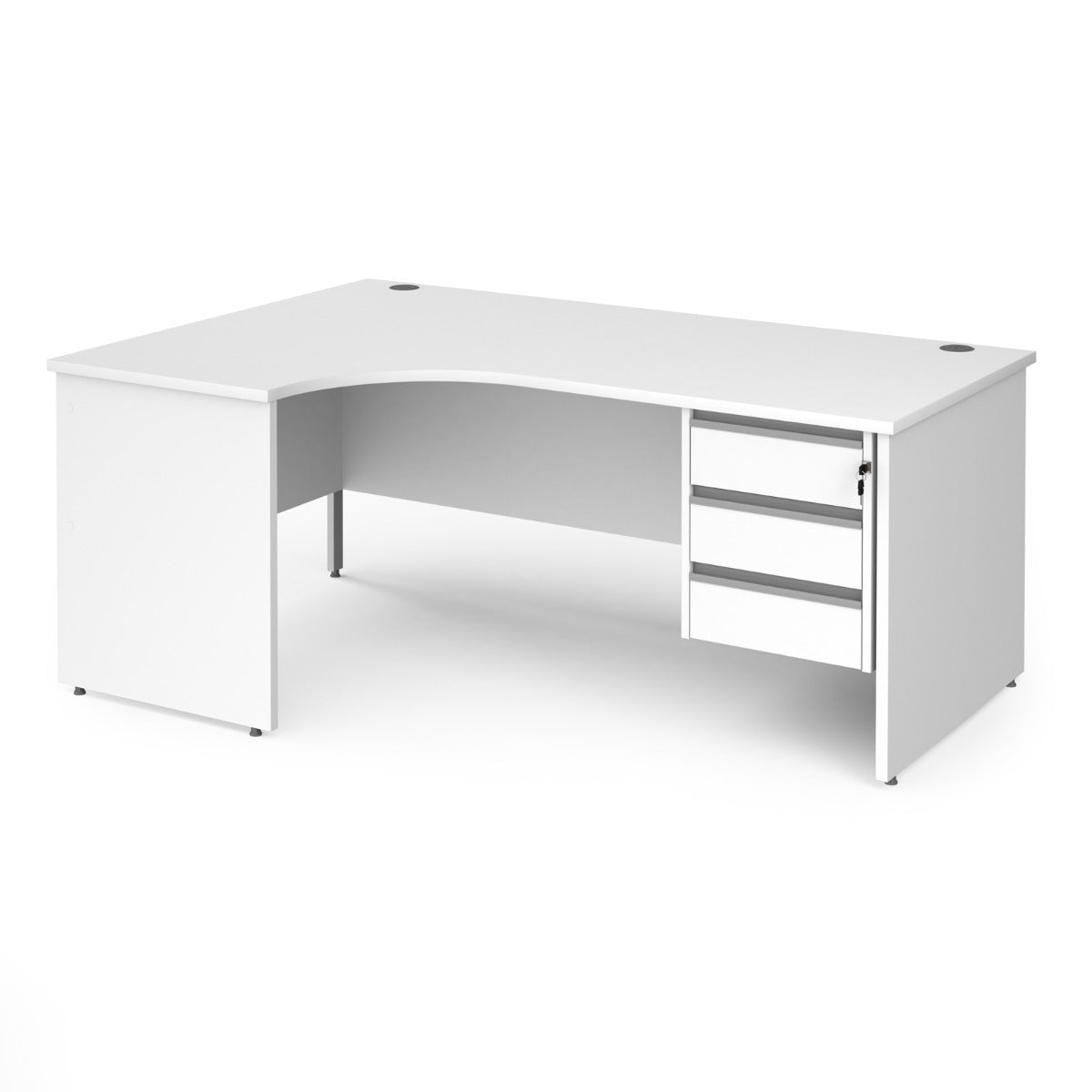 Contract Panel Leg Left Hand Ergonomic Corner Desk with Three Drawer Storage